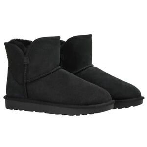 New Kirkland Signature Ladies Shearling Scalloped Edge Boot Black Pull On Ankle
